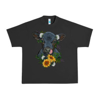 Pigment Black baby cow black angus calf with flowers Urban Heavy Tee - RanaPortraitStore