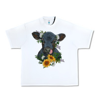 White baby cow black angus calf with flowers Urban Heavy Tee - RanaPortraitStore