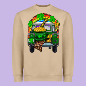 St Patricks Day Truck With Pot Of Gold Horseshoe A Heavyweight Sweatshirt Designed By Ranaportraitstore
