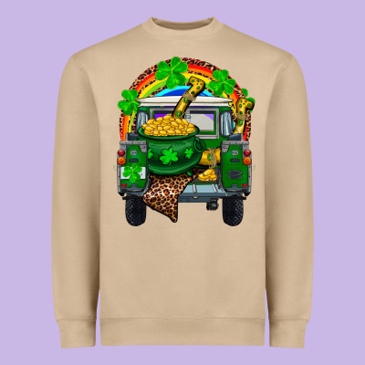 Heavyweight Sweatshirt st patricks day truck with pot of gold horseshoe a
