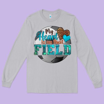 My Heart Is On That Field Soccer Long Sleeve Tee Designed By Hra Design Shop