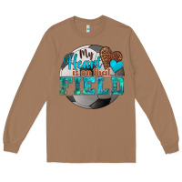 Toasted Coconut my heart is on that field soccer Long Sleeve Tee - HRA Design Shop