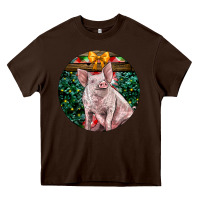 Chocolate Brown christmas pig Heavy Core Tee - LillyAllenDesigns