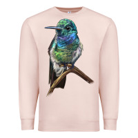 Pale Pink Ruby Throcuted Hummingbird Premium Sweatshirt - LillyAllenDesigns