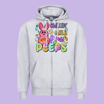 Chillin' With My Peeps Zipper Hoodie Designed By Artiststas