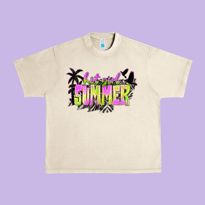 Hot Girl Summer With Palms Urban Heavy Tee Designed By Texasbilliewilder