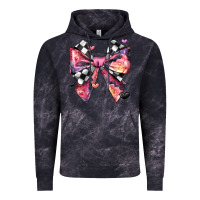 Cloud Black coquette bow floral checkered pattern Vintage Hoodie - JahusDesignShop