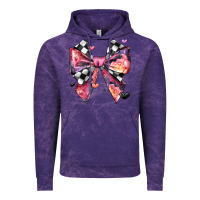 Cloud Purple coquette bow floral checkered pattern Vintage Hoodie - JahusDesignShop