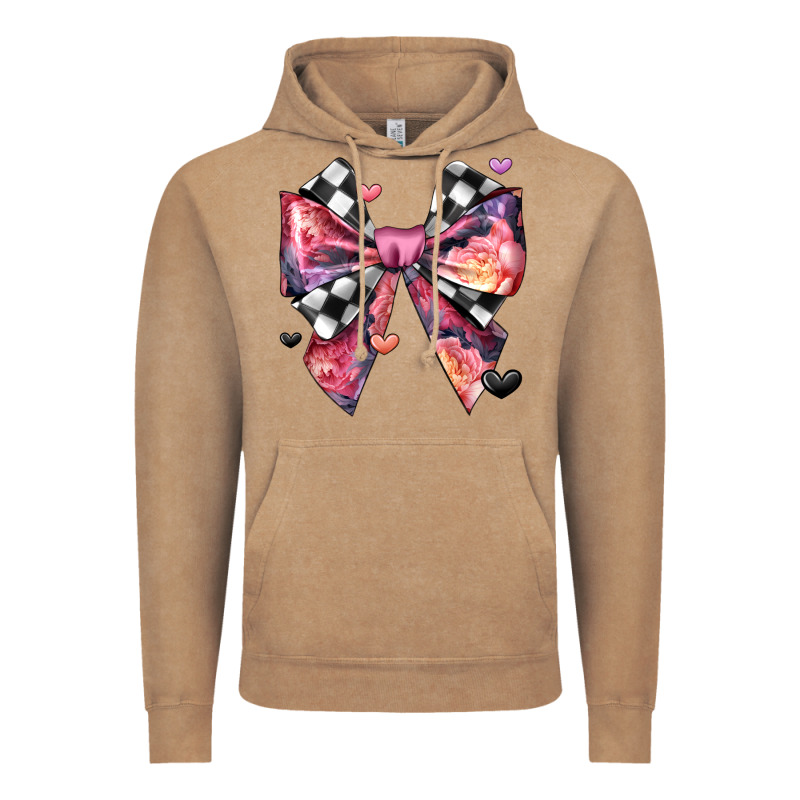 Coquette Bow Floral Checkered Pattern Vintage Hoodie by JahusDesignShop | Teevron
