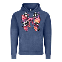 Vintage Denim coquette bow floral checkered pattern Vintage Hoodie - JahusDesignShop