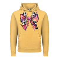 Vintage Mustard coquette bow floral checkered pattern Vintage Hoodie - JahusDesignShop