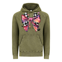 Vintage Olive coquette bow floral checkered pattern Vintage Hoodie - JahusDesignShop