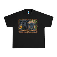 Black western black angus cattle and calf with leopard Urban Heavy Tee - RanaPortraitStore