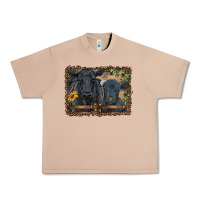 Burro western black angus cattle and calf with leopard Urban Heavy Tee - RanaPortraitStore