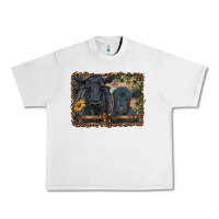 Lunar Rock western black angus cattle and calf with leopard Urban Heavy Tee - RanaPortraitStore