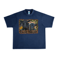 Western Black Angus Cattle And Calf With Leopard Urban Heavy Tee | Teevron