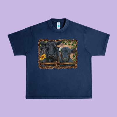Western Black Angus Cattle And Calf With Leopard Urban Heavy Tee Designed By Ranaportraitstore