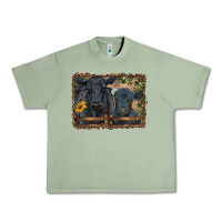 Oil Green western black angus cattle and calf with leopard Urban Heavy Tee - RanaPortraitStore