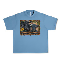Pebble Blue western black angus cattle and calf with leopard Urban Heavy Tee - RanaPortraitStore