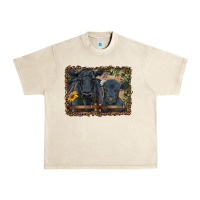 Sandshell western black angus cattle and calf with leopard Urban Heavy Tee - RanaPortraitStore