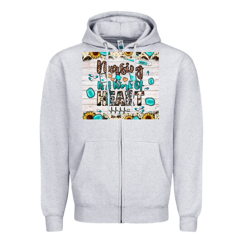 Nursing Is A Work Of Heart Zipper Hoodie by JahusDesignShop | Teevron