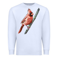 White Northern Cardinal Bird Premium Sweatshirt - LillyAllenDesigns