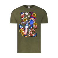 Vintage Olive love 4th of july with gnome Vintage Tee - texasbilliewilder