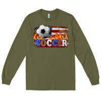 Army Green western american flag soccer Long Sleeve Tee - HRA Design Shop