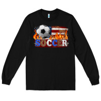 Black western american flag soccer Long Sleeve Tee - HRA Design Shop