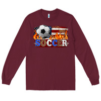 Burgundy western american flag soccer Long Sleeve Tee - HRA Design Shop