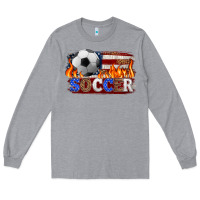 Heather Grey western american flag soccer Long Sleeve Tee - HRA Design Shop