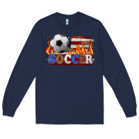 Navy western american flag soccer Long Sleeve Tee - HRA Design Shop
