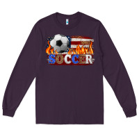 Plum western american flag soccer Long Sleeve Tee - HRA Design Shop