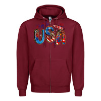Burgundy usa 4th of july Zipper Hoodie - Artiststas