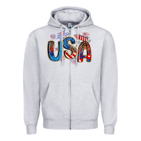 Heather Grey usa 4th of july Zipper Hoodie - Artiststas