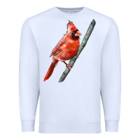 White Northern Cardinal Bird Premium Sweatshirt - LillyAllenDesigns