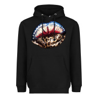 Black American lips leopard Heavyweight Hoodie - NancyCooperArtShop
