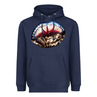 Navy American lips leopard Heavyweight Hoodie - NancyCooperArtShop