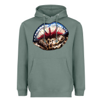 Sage American lips leopard Heavyweight Hoodie - NancyCooperArtShop