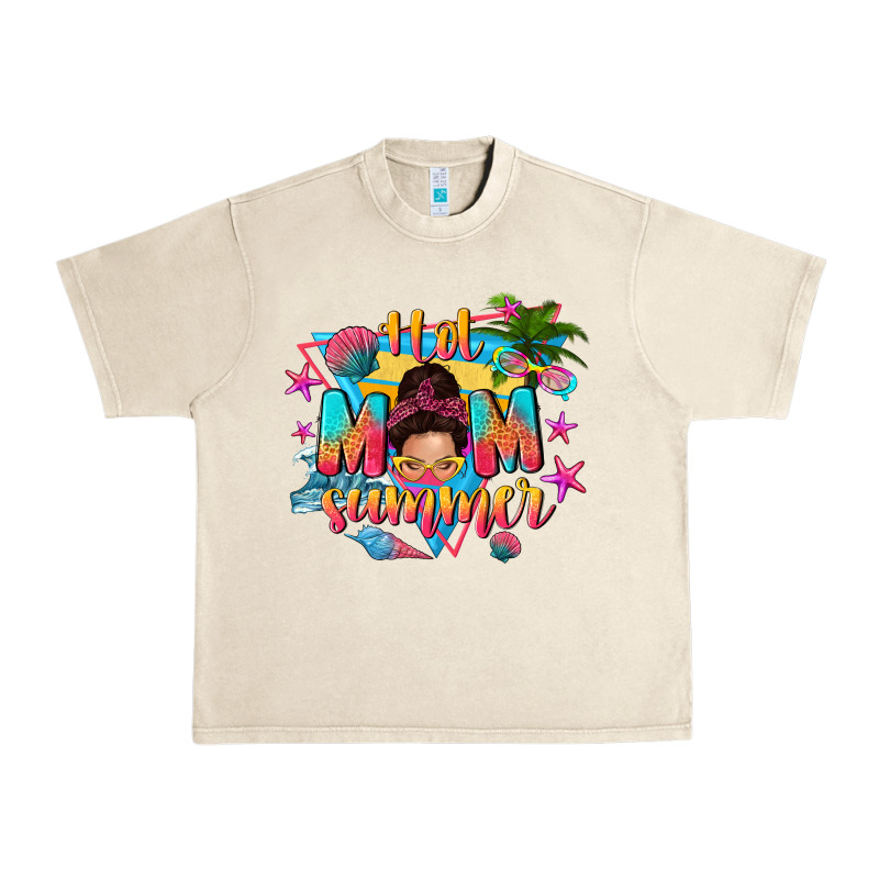 Hot Mom Summer With Messy Bun Urban Heavy Tee by texasbilliewilder | Teevron