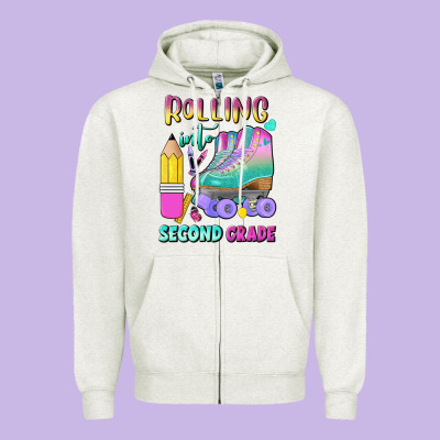 Rolling Into Second Grade Zipper Hoodie Designed By Bundleandbundleshop