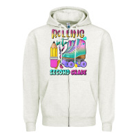 Oatmeal Heather rolling into second grade Zipper Hoodie - BundleAndBundleShop