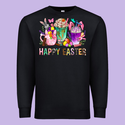 Happy Easter Coffee Cups With Bunny Premium Sweatshirt Designed By Nancycooperartshop
