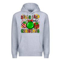 Heather Grey balls deep into christmas Premium Hoodie - MaliasSmallBusiness