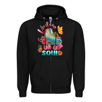 Black vintage soul Zipper Hoodie - BundleAndBundleShop