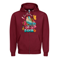 Burgundy vintage soul Zipper Hoodie - BundleAndBundleShop