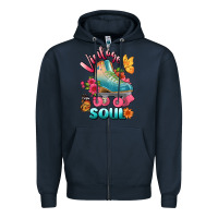 Navy vintage soul Zipper Hoodie - BundleAndBundleShop
