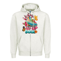 Oatmeal Heather vintage soul Zipper Hoodie - BundleAndBundleShop