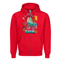 Red vintage soul Zipper Hoodie - BundleAndBundleShop