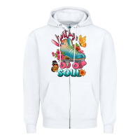 White vintage soul Zipper Hoodie - BundleAndBundleShop